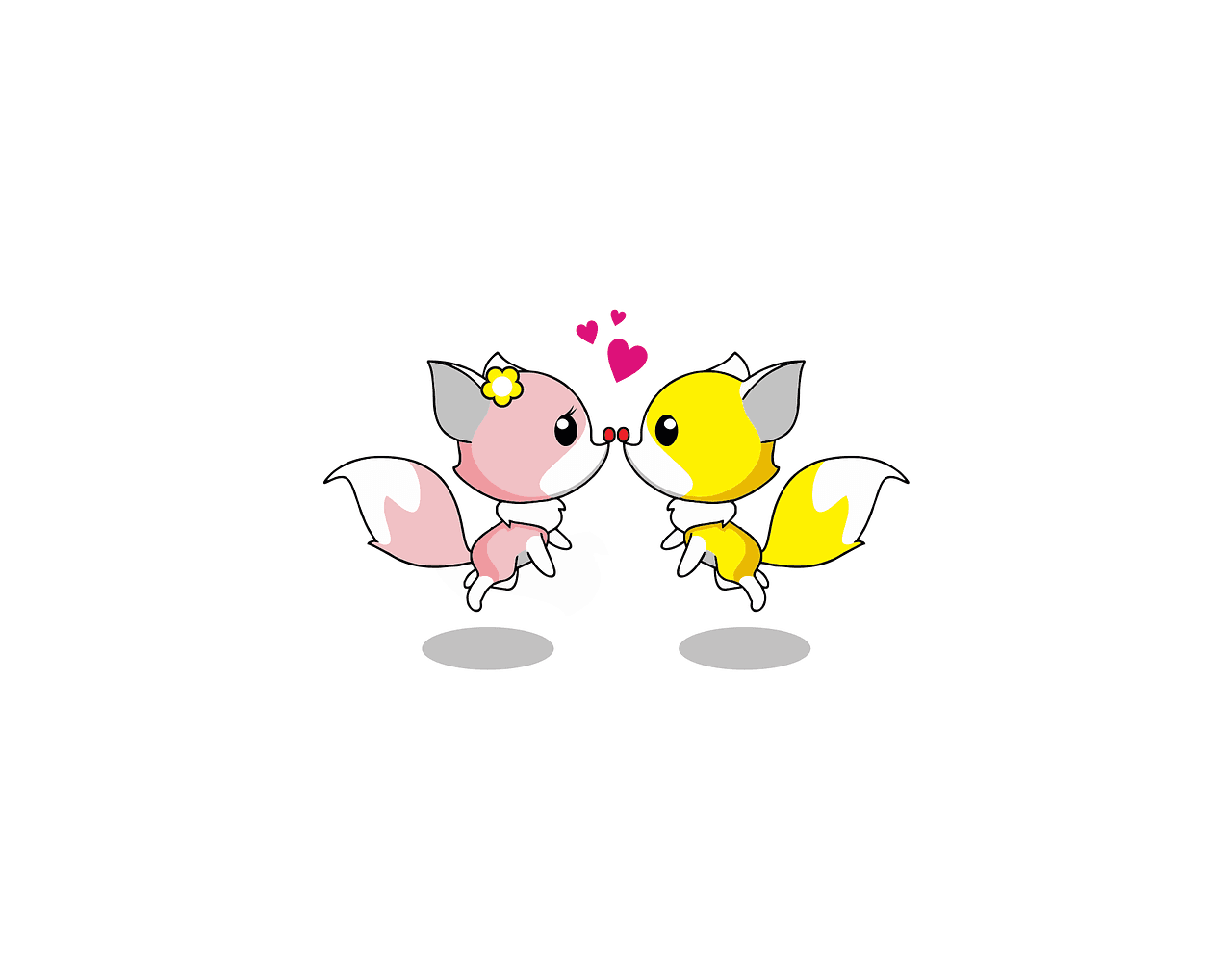 Raposas dando beijinhos